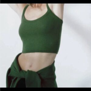 Cute Zara Apple Green Soft Wool Cropped Cami Tank S EUC